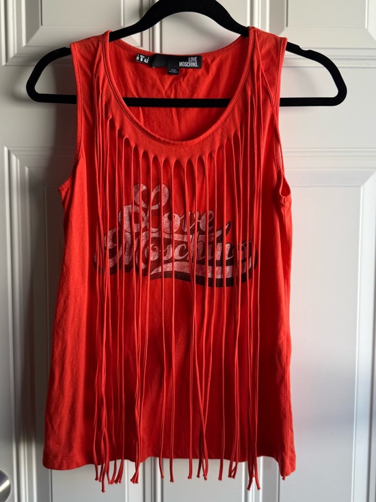 Moschino Tops - Love Moschino Orange Fringe Logo Tank Top
